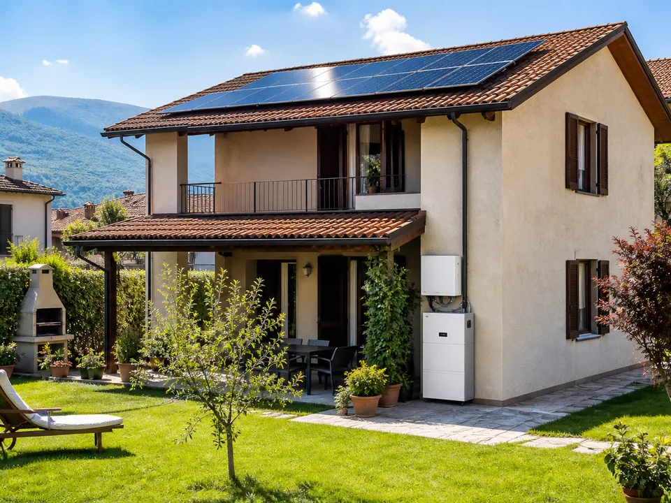 Casa con impianto fotovoltaico e accumulo